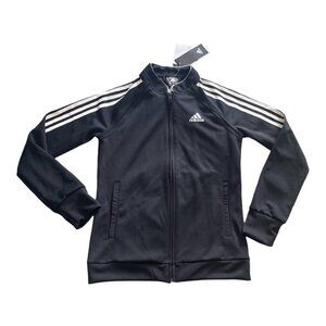 Adidas Full Zip Track Jacket Black White 3-Stripe Womens Size S NWT